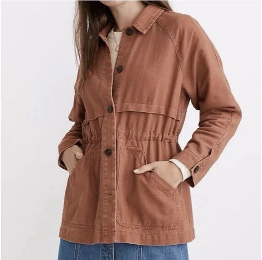 Madewell Ashgrove Chore Jacket Coat Drawstring Waist Button Up XL